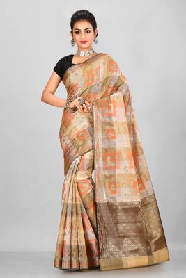 Multicolor Banarasi Cotton Silk Saree With Blouse 1