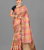 Multicolor Banarasi Cotton Silk Saree With Blouse