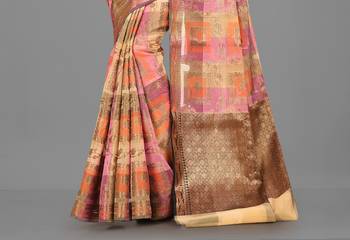 Multicolor Banarasi Cotton Silk Saree With Blouse 3