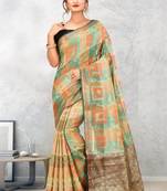 Multicolor Banarasi Cotton Silk Saree With Blouse