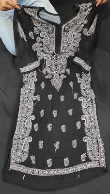 Black embroidered georgette chikankari-kurtis 2
