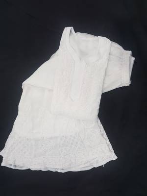 White embroidered georgette chikankari-kurtis 1