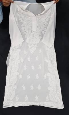 White embroidered georgette chikankari-kurtis 2