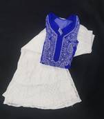 Blue embroidered georgette chikankari-kurtis