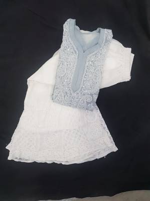 Grey embroidered georgette chikankari-kurtis 1