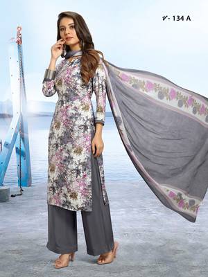 Grey abstract print crepe salwar 1