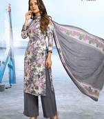 Grey abstract print crepe salwar