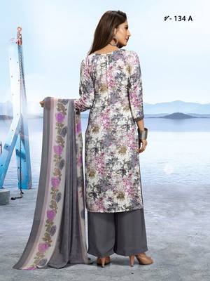 Grey abstract print crepe salwar 2