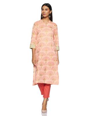 Light-peach hand woven rayon cotton-kurtis 1