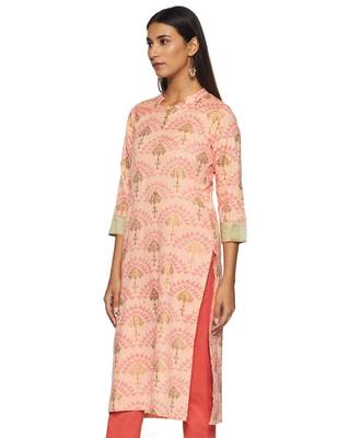 Light-peach hand woven rayon cotton-kurtis 3