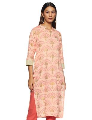 Light-peach hand woven rayon cotton-kurtis 4
