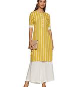 Yellow printed rayon long-kurtis