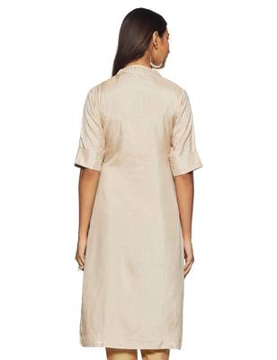Cream printed silk silk-kurtis 2