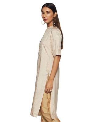 Cream printed silk silk-kurtis 3