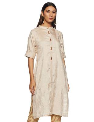 Cream printed silk silk-kurtis 4