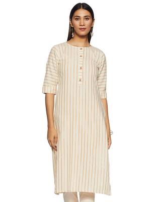 Cream embroidered cotton cotton-kurtis 3