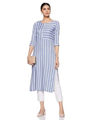 Grey woven rayon long-kurtis 1