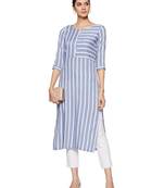 Grey woven rayon long-kurtis