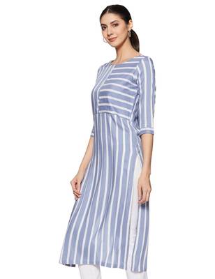 Grey woven rayon long-kurtis 3