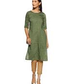 Green printed cotton cotton-kurtis