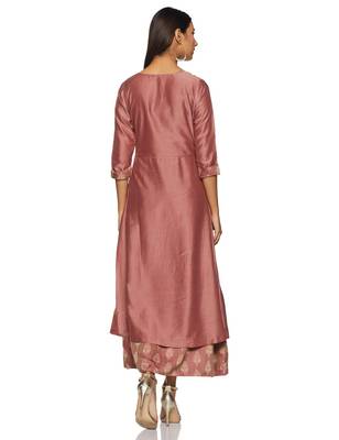 Peach woven silk silk-kurtis 2