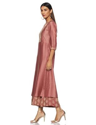 Peach woven silk silk-kurtis 3