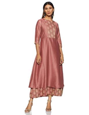 Peach woven silk silk-kurtis 4