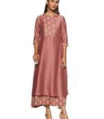 Peach woven silk silk-kurtis