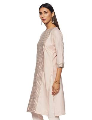 Peach woven cotton cotton-kurtis 3