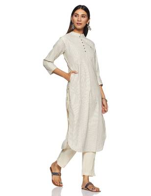 Off-white woven cotton cotton-kurtis 1