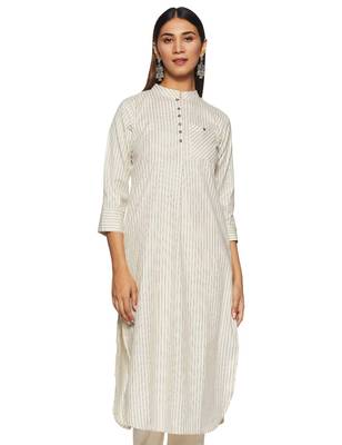 Off-white woven cotton cotton-kurtis 4