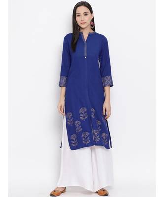 Indigo Printed Straight Kurta 1