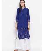 Indigo Printed Straight Kurta