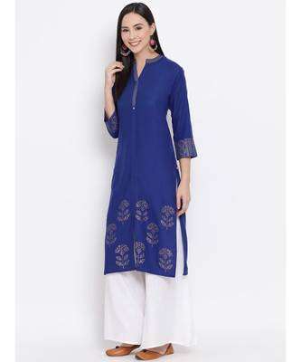 Indigo Printed Straight Kurta 2