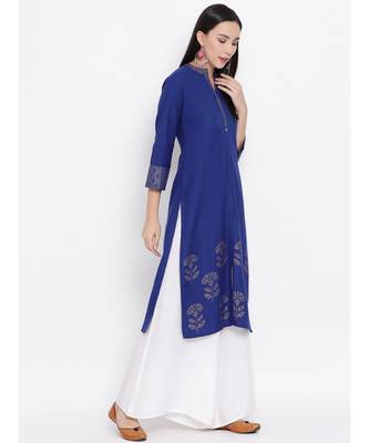 Indigo Printed Straight Kurta 3