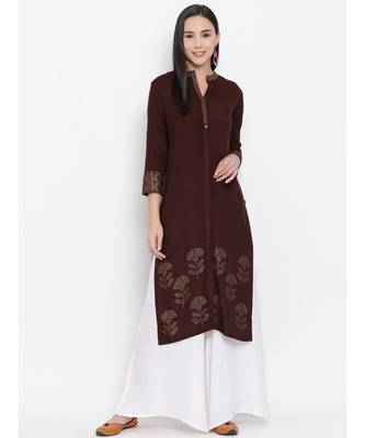 Brown Printed Straight Kurta 1
