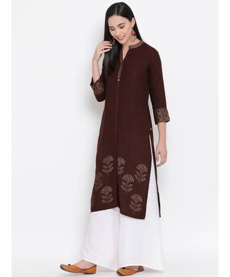 Brown Printed Straight Kurta 2