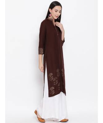 Brown Printed Straight Kurta 3