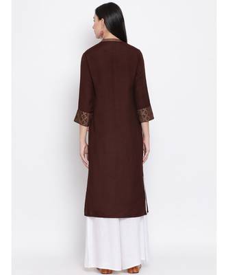 Brown Printed Straight Kurta 4
