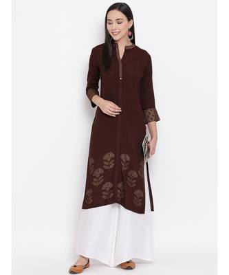 Brown Printed Straight Kurta 5