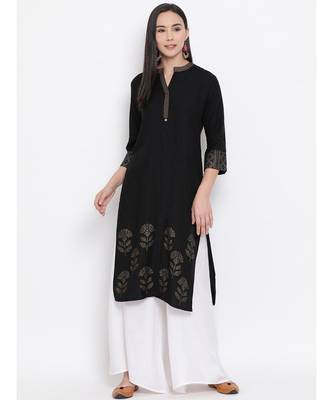 Black Printed Straight Kurta 1