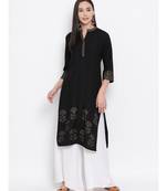 Black Printed Straight Kurta
