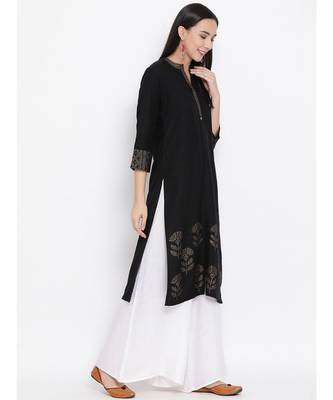 Black Printed Straight Kurta 3