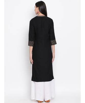 Black Printed Straight Kurta 4