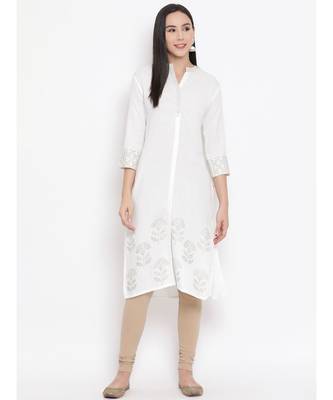 White Printed Straight Kurta 1