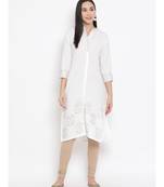 White Printed Straight Kurta
