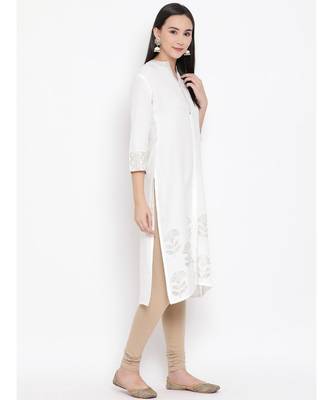 White Printed Straight Kurta 3