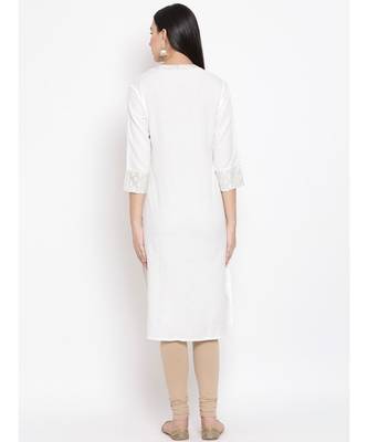 White Printed Straight Kurta 4