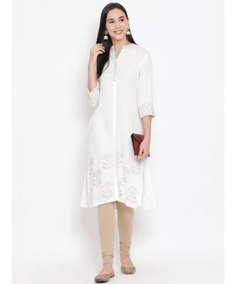 White Printed Straight Kurta 5