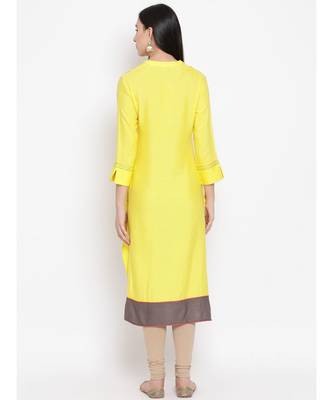 Yellow Printed Straight Kurta 4